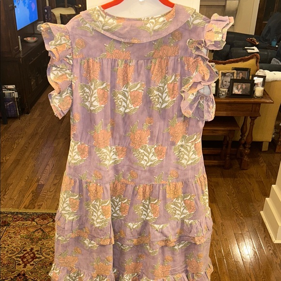 Victoria Dunn Lavender Floral Tiered Ruffle Maxi Dress with Peach Blooms - Picture 5 of 8